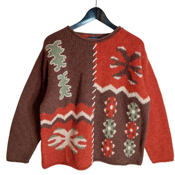 Banana Republic Vintage 100% Wool Sweater – Orange/Brown – Size L - Picture 1 of 7
